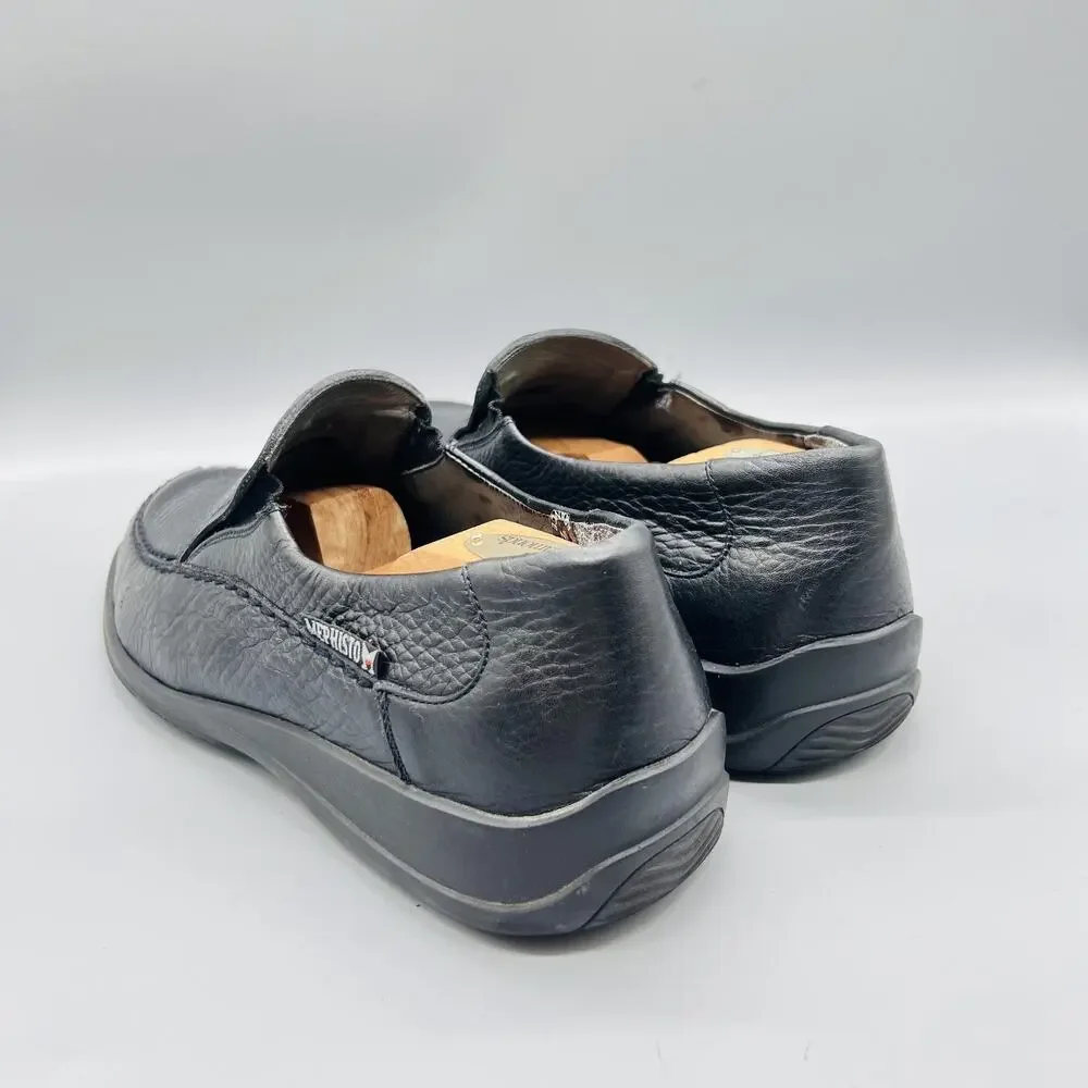 Mephisto Shoes Mens 11 Black Pebbled Leather Slip On Loafers Casual Comfort